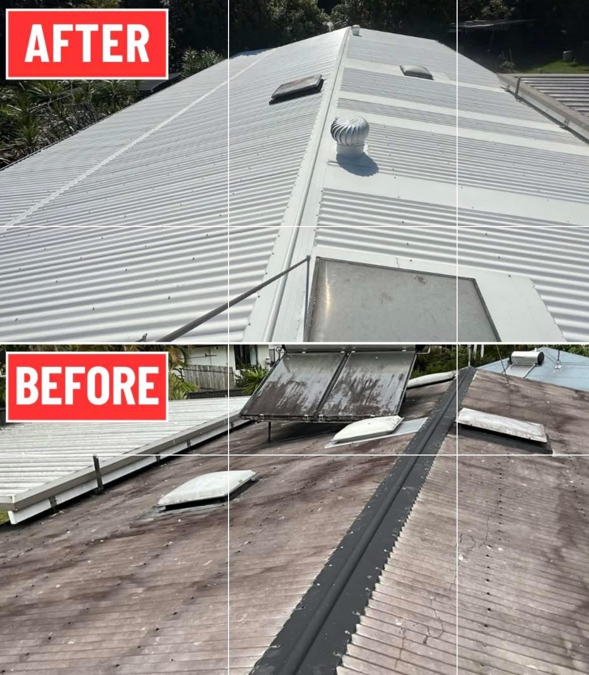Before and after roof replacement comparison